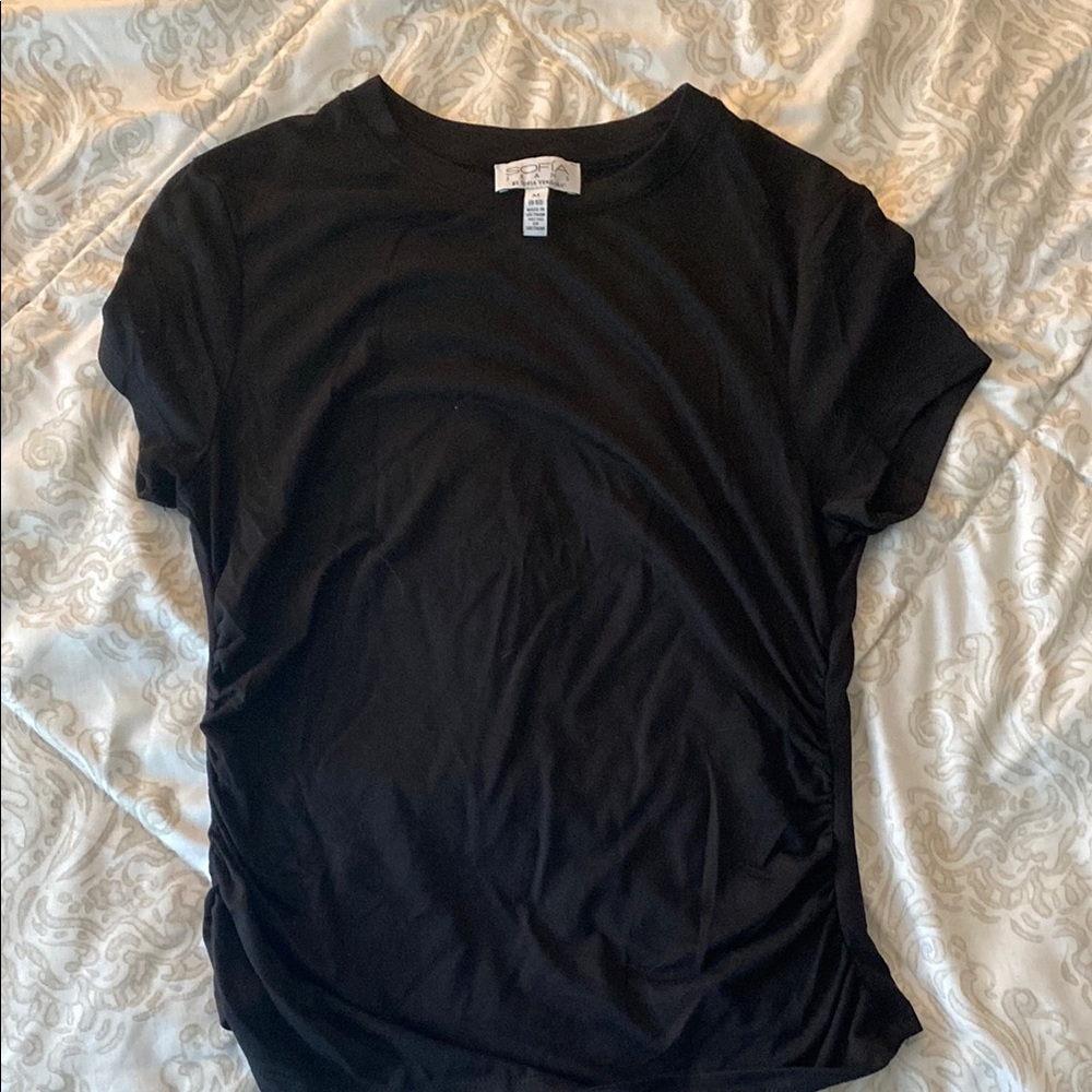 Sofia by Sofia Vergara Black Fitted Short Sleeve Tee